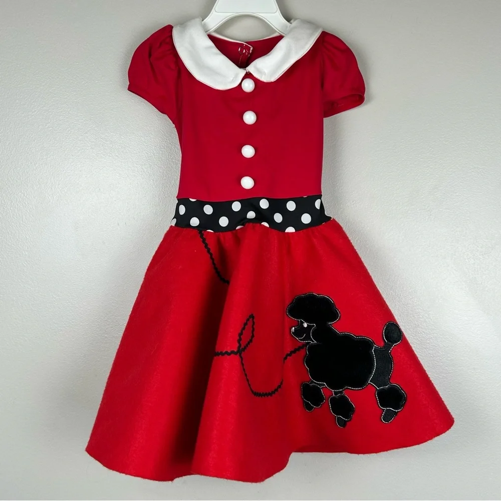 Halloween Costume Girls‎ XS Cosplay 50s Poodle Skirt Sock Hop Spirit Week Dress